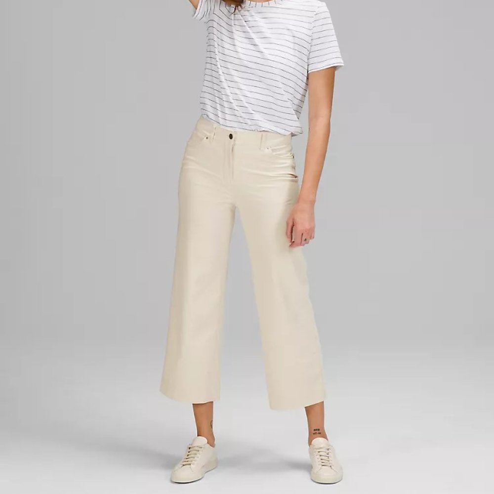 Lululemon City Sleek 5 Pocket Wide-Leg High Rise 7/8 Length Pant White Opal